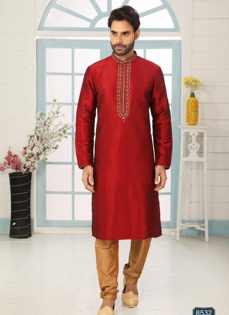Maroon Colour Designer Latest Party And Function Wear Traditional Art Banarasi Silk Kurta Churidar Pajama Redymade Collection 1036-8532